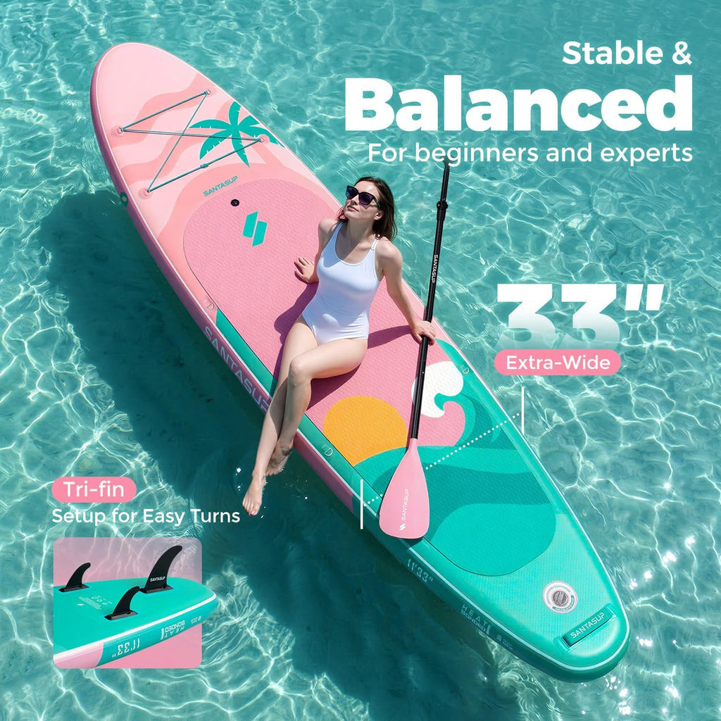 10'6'/11'Wide Inflatable Stand Up Paddle Board for Adults & Youth of All Skill Levels, with Premium SUP Paddleboard Accessories, Anti-Slip EVA Deck