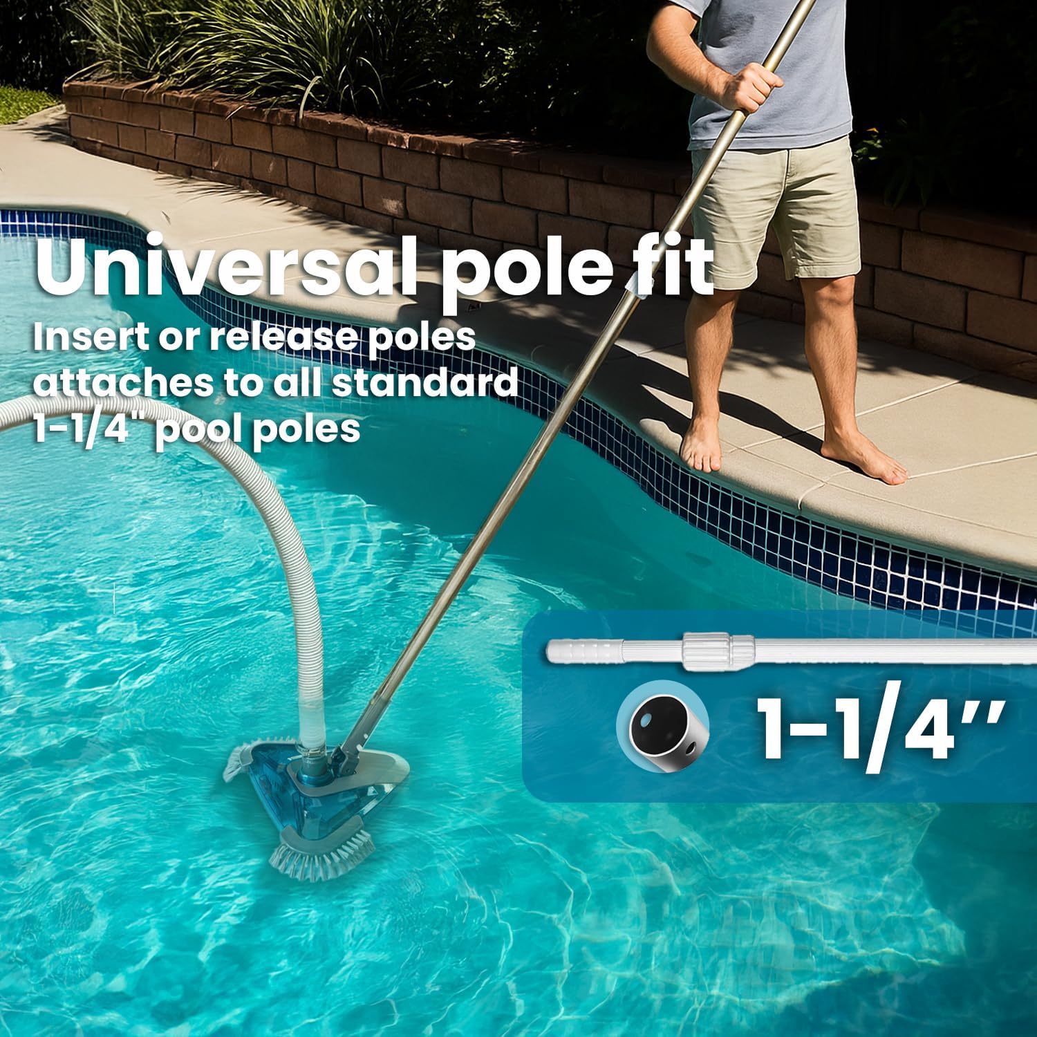 XtremepowerUS InGround Suction Vacuum Pool Cleaner – Climb Wall Automatic Cleaning Set with 30FT Hose + Triangle Head with Side Brushes