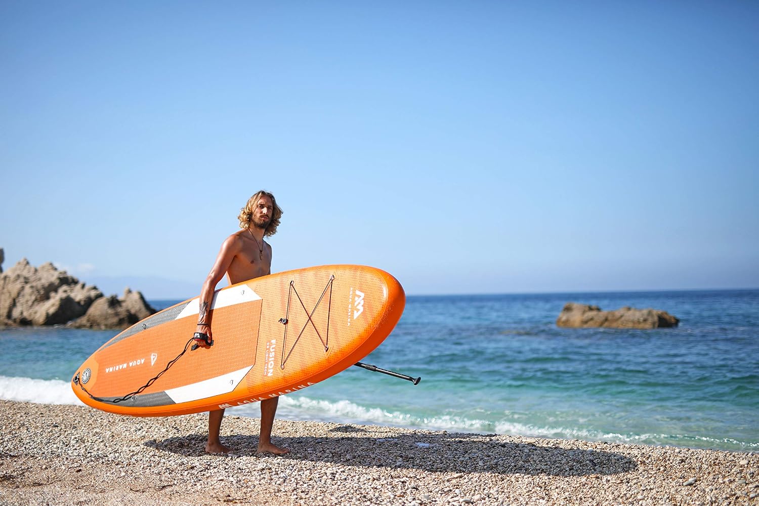 Aqua Marina Fusion, Inflatable Stand Up Paddle Board (iSUP) Package, 330 cm Length, Orange