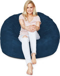 Lumaland Luxurious 4ft Bean Bag Chair with Microsuede Cover - Ultra Soft, Foam Filling, Washable Medium Bean Bag Sofa for Kids, Teenagers, Adults, Pets - Sack Chair for Dorm, Kid's Room - Navy Blue