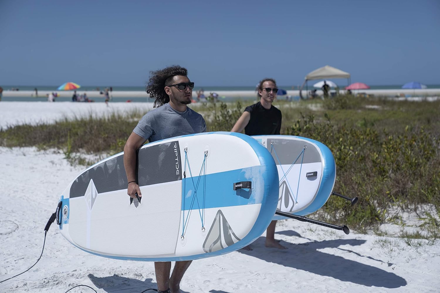 Boardworks SHUBU Riptide Inflatable Stand-Up Paddle Board (iSUP) | SUP Package Includes Three Piece Paddle, Carry Bag and Pump (SUP) Complete Kit | 10'6', Blue/White/Grey
