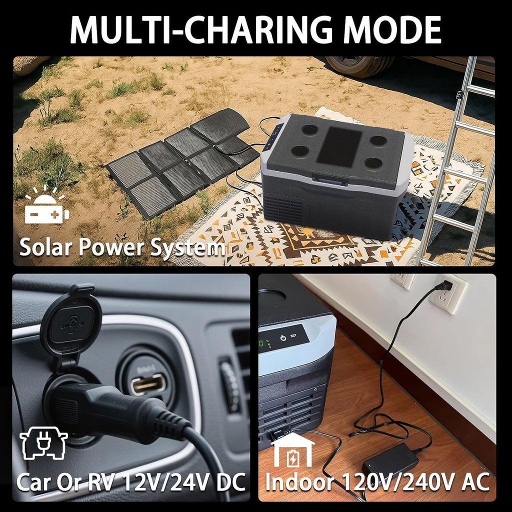 12 Volt Refrigerator, 23QT(22L) Mini Portable Car Fridge, Freezer Compressor Electric Cooler -4℉~68℉, 12/24V DC 100-240V AC for Truck Van RV SUV Travel Camping Road Boat Trips
