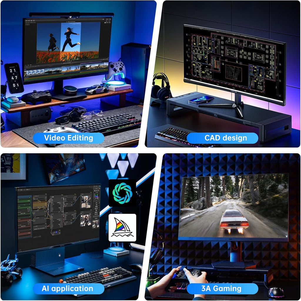 Mini PC Gaming, Desktop Computer i9-14900F 24 Cores Upto 5.8GHz, 64G DDR5, 1T M.2 PCIE4.0 SSD, Windows 11 Pro, GeForce RTX4070 12G, Four Display, 8K@60Hz Outputs, Dual LAN, WiFi6E/BT5.3