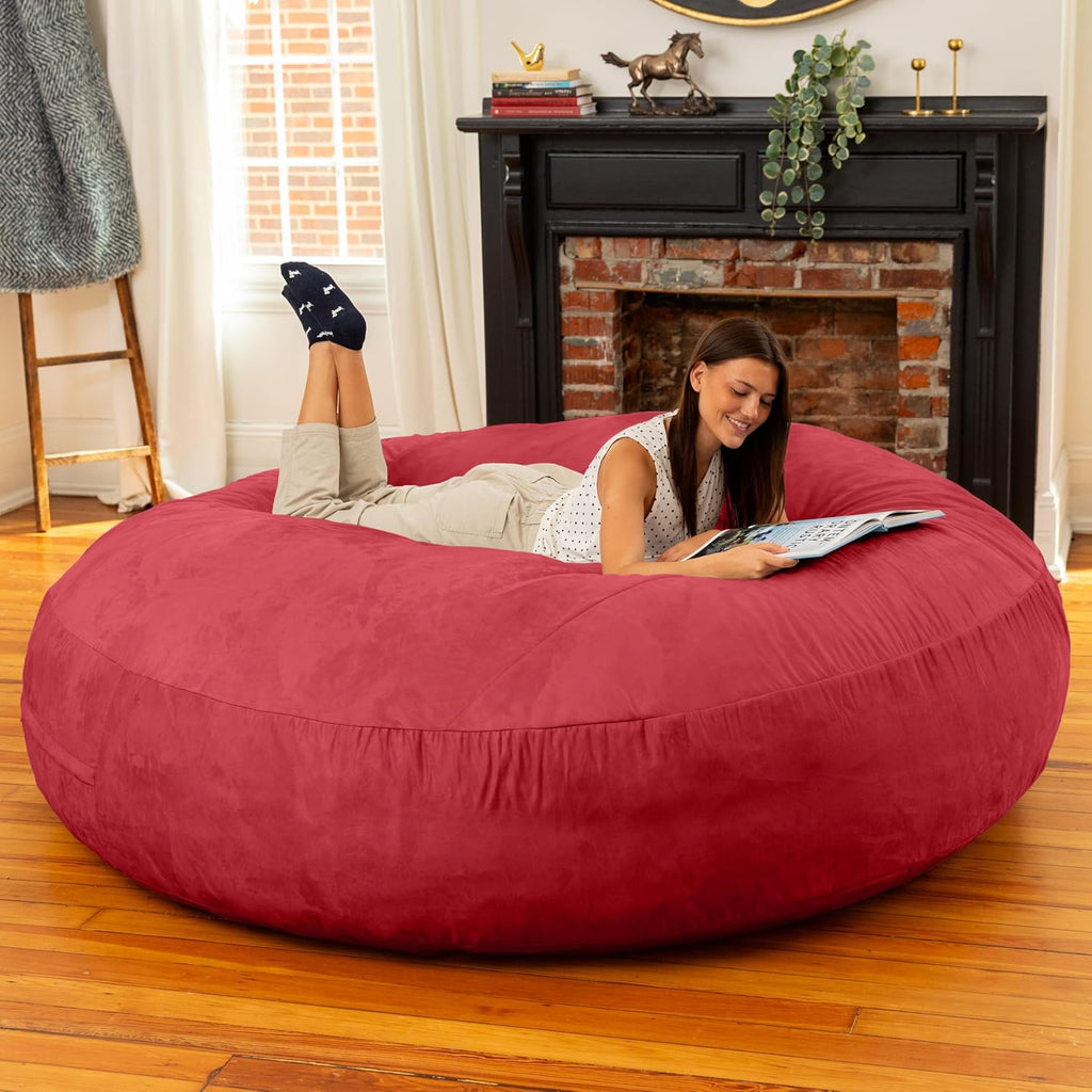 Jaxx 6 Foot Cocoon - 2-in-1 Convertible Bean Bag Bed & Large Bean Bag Chair for Adults, Cinnabar