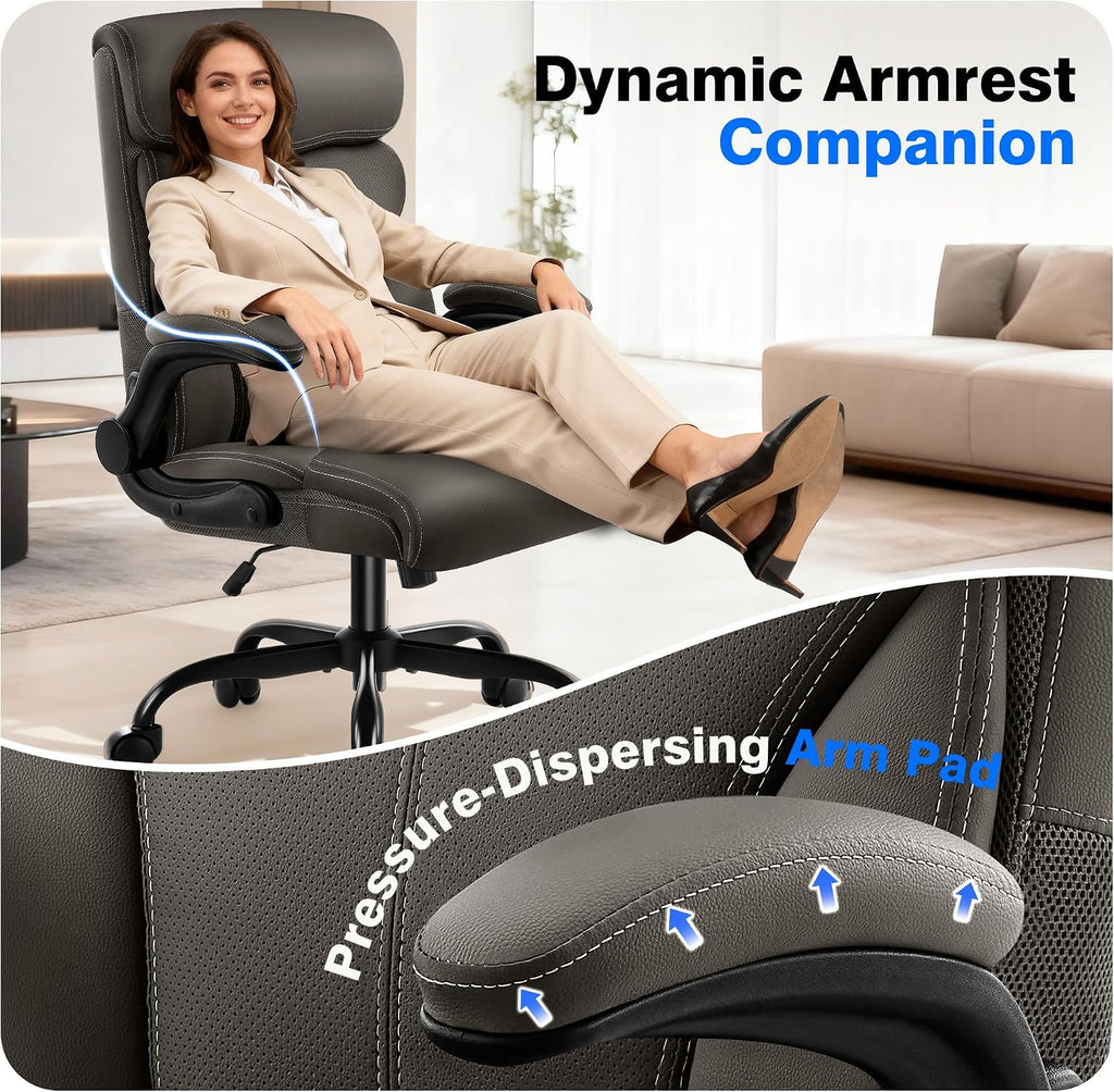 AreShark Office Chair - Executive High Back Breathable Comfy Desk Chair with Lumbar Support - Ergonomic Leather Rolling Swivel Computer Chair with Rock Function for Working Studying Gaming Relaxing