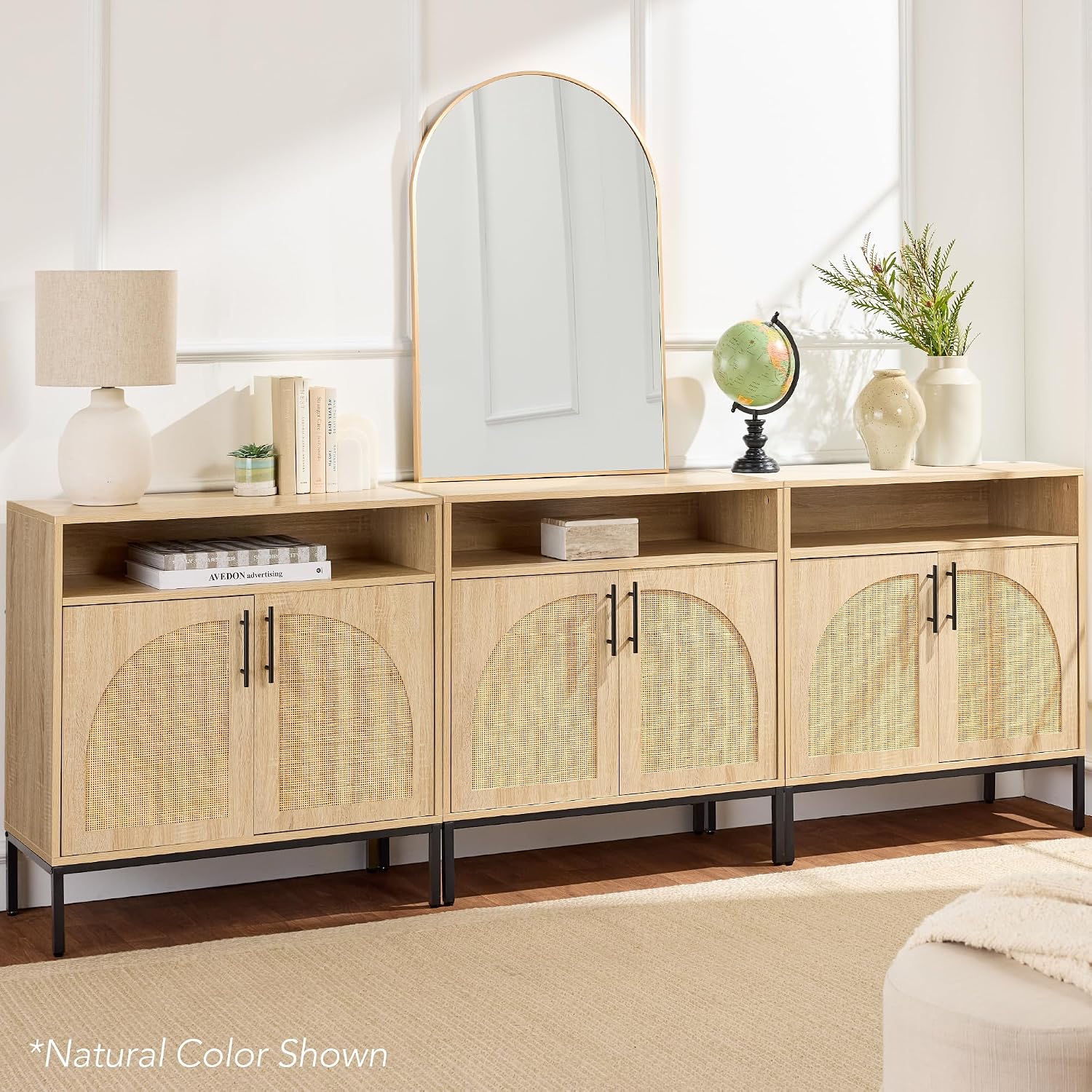 Best Choice Products Rattan Sideboard Buffet Cabinet, Entryway Table, Accent Storage Cabinet, Console Table for Hallway, Living Room, Dining Room - Brown