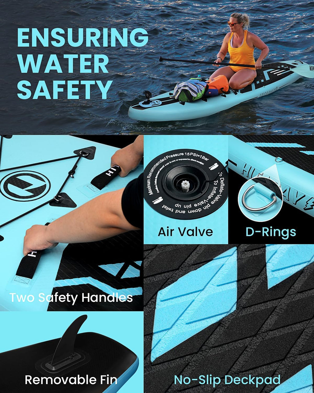Inflatable Stand Up Paddle Board with Premium SUP Accessories & Camera Mount, Inflatable Ultra-Light (17.3lbs) Paddle Board for Adults & Youth of All Skill Levels, 11' Inflatable SUP Board
