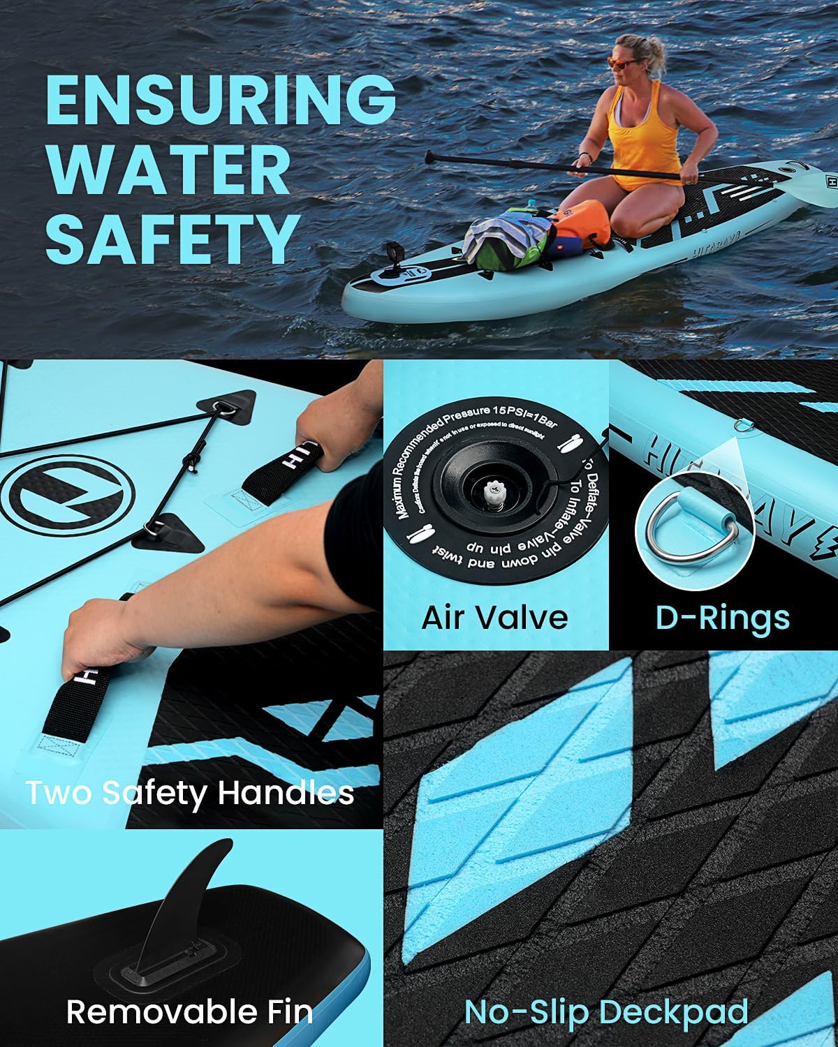 Inflatable Stand Up Paddle Board with Premium SUP Accessories & Camera Mount, Inflatable Ultra-Light (17.3lbs) Paddle Board for Adults & Youth of All Skill Levels, 11' Inflatable SUP Board