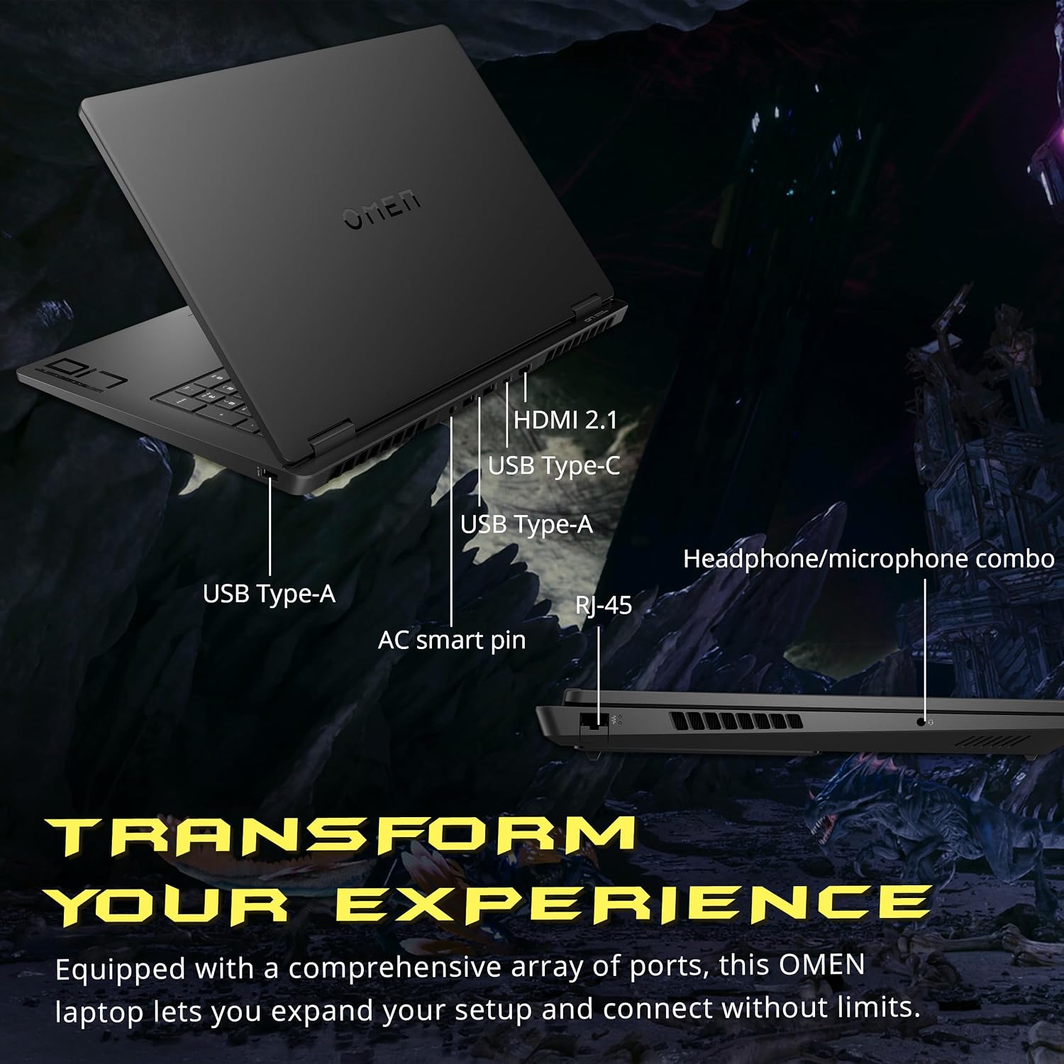 HP Omen 17 Gaming Laptop, NVIDIA GeForce RTX 5060, AMD Ryzen AI 9 365, 32GB RAM, 2TB Storage(1TB SSD+1TB Docking Station), Backlit Keyboard, 17.3' FHD 144Hz Display, Win 11 Pro, Black
