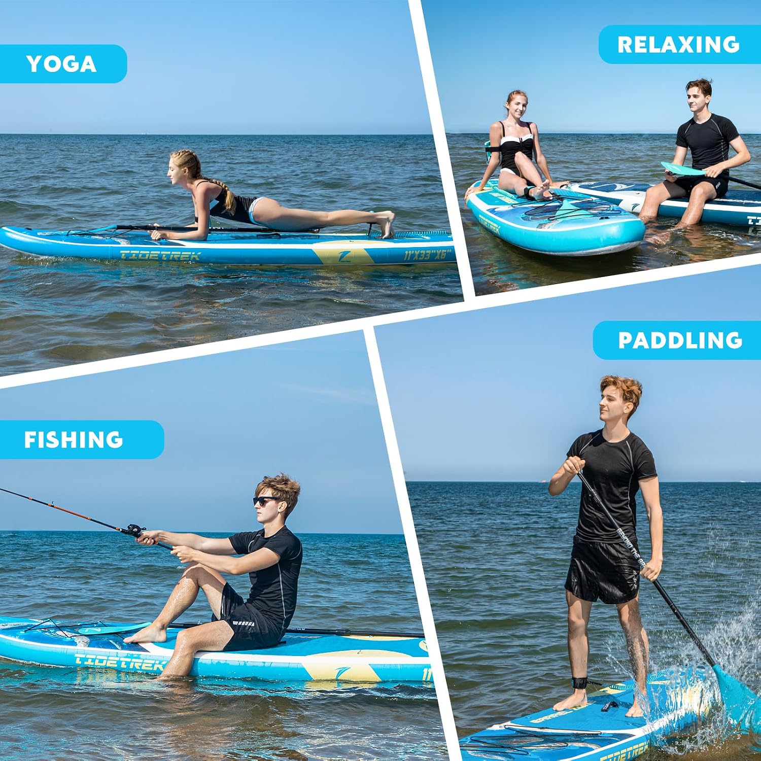 11'/11'6' x 33'/34' x 6' Inflatable SUP Paddle Board – Extra-Wide, Stable Stand Up Paddle Board with Premium Full Accessory Set for Adults & Youth