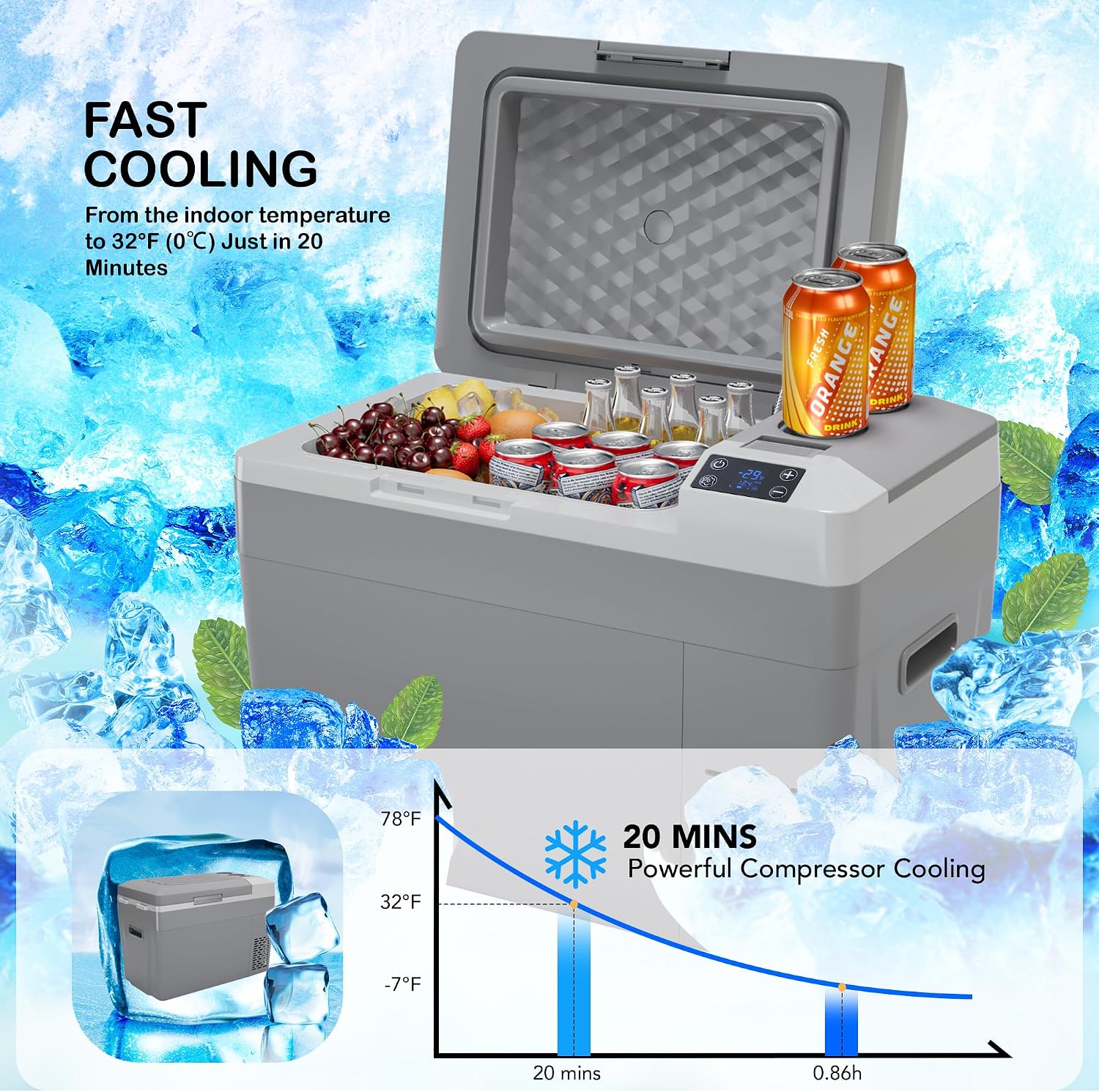 GAOMON POU_0A58TR0L Car Refrigerator, Grey