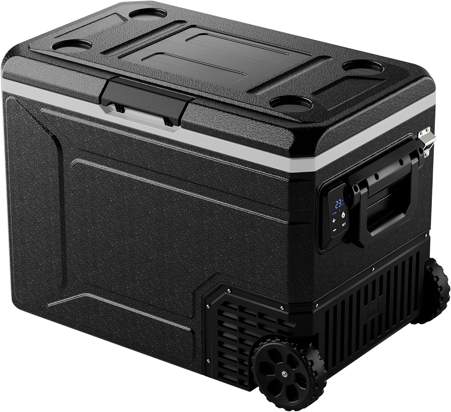 EKOJUCE 12V Refrigerator, 85 Quart Electric Cooler, 12V/24V DC 100~240V AC, 12v cooler -4℉~68℉, Portable Freezer with Wheels for Truck, RV, Camping,Travel