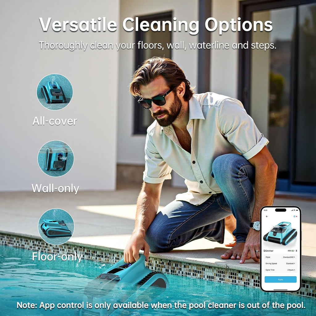 NexTrend Cordless Robotic Pool Cleaner, Smart Navigation, 150min Runtime, 180W Powerful Suction, Cleans Floor Walls Waterline Up to 2,050 sq.ft, Automatic Pool Vacuum for Inground & Above Pool