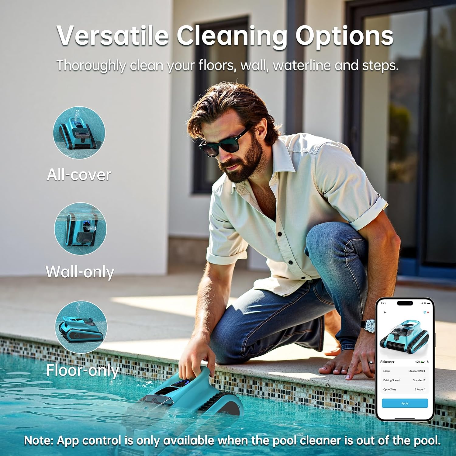 NexTrend Cordless Robotic Pool Cleaner, Smart Navigation, 150min Runtime, 180W Powerful Suction, Cleans Floor Walls Waterline Up to 2,050 sq.ft, Automatic Pool Vacuum for Inground & Above Pool