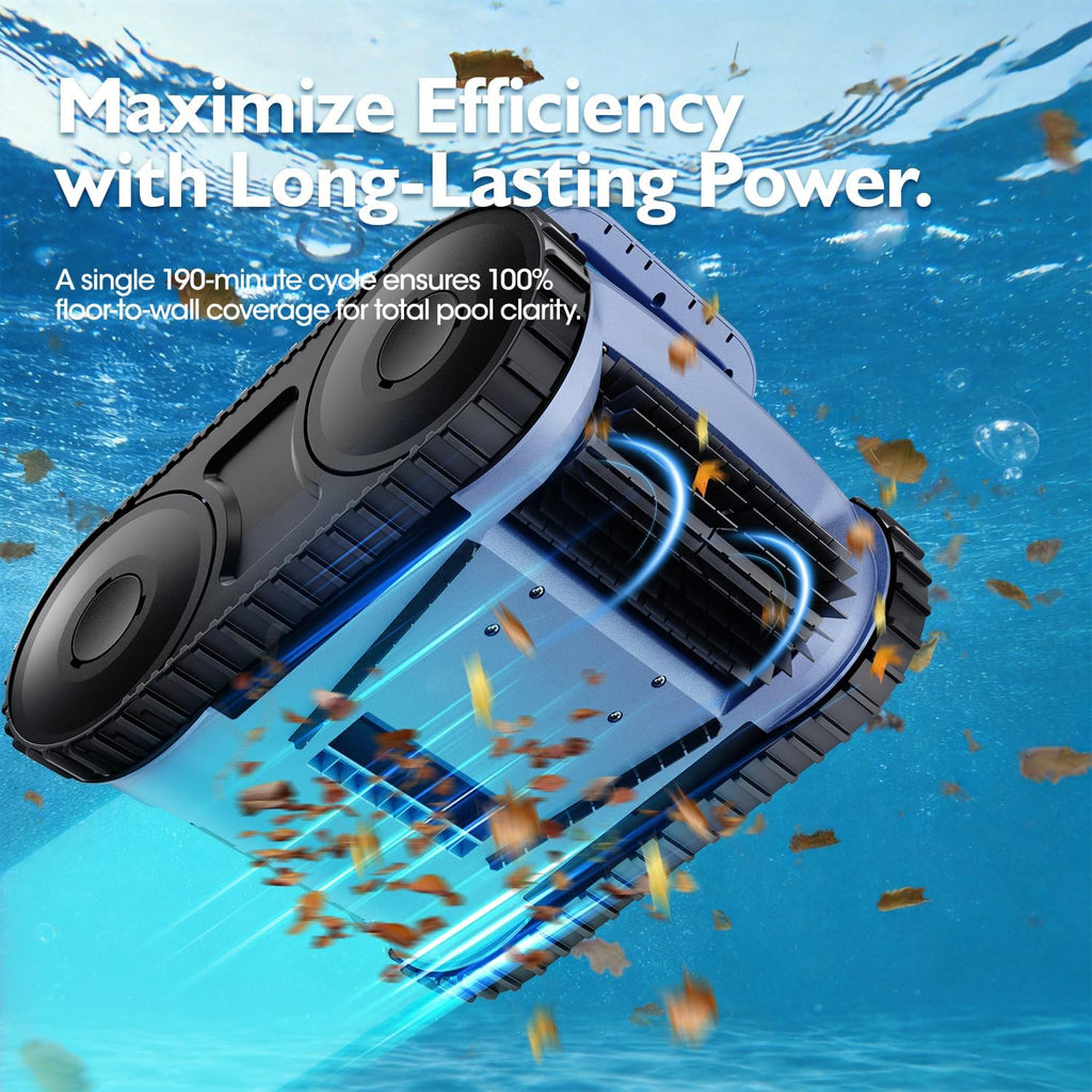 [2026 Release] Automatic Robotic Pool Vacuum for Inground & Above Ground Pools, Wall Climbing Pool Vacuum Cleaner, Cleans Floor, Walls, Waterline, Drain & Skimmer up to 2150 Sq. Ft., 190 Min