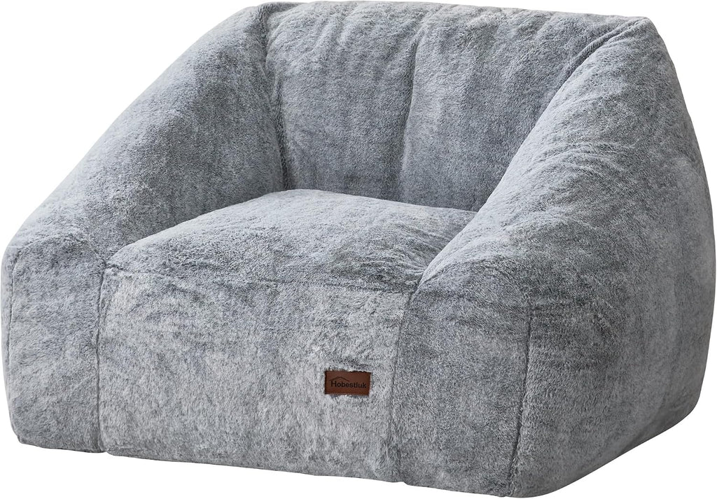 Hobestluk Giant Bean Bag Chair Memory Foam Filled Sofa Chair Bean Bag for Adults/Teens/Kids, Oversized Lazy Accent Comfy Stuffed BeanBag Sofa for Living Room Bedroom Dorm Reading(Dark Grey)