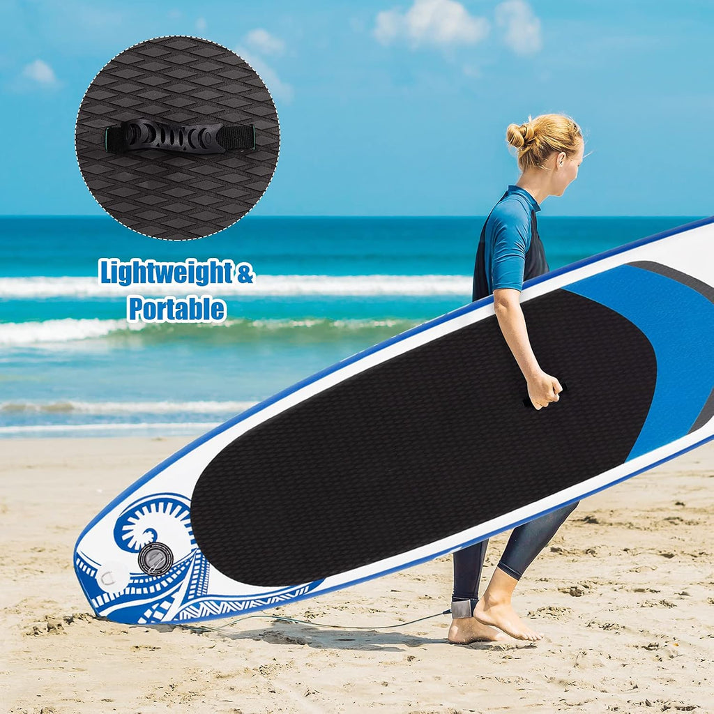 GYMAX Inflatable Stand Up Paddleboard, 6.5' Surfing Boarding with Hand Pump, Adjustable Paddle, Repair Kit, Carrying Bag & Removable Fin, Heavy Duty for Adult Beginner Teenager