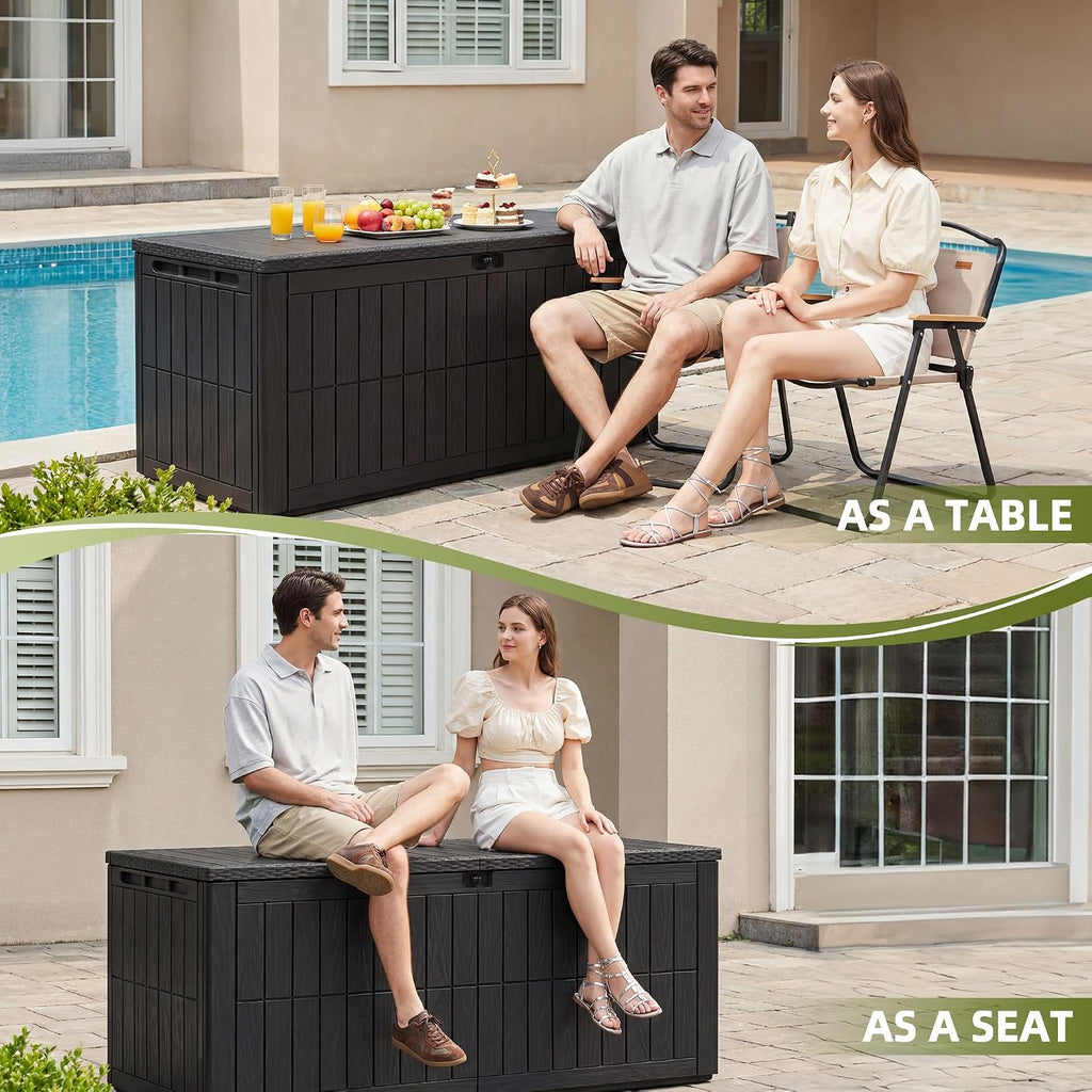 UDPATIO 120 Gallon Deck Box, Outdoor Storage Box Lockable Waterproof Indoor Outdoor Storage Container for Patio Cushions, Garden Tools, Package Delivery Boxes for outside