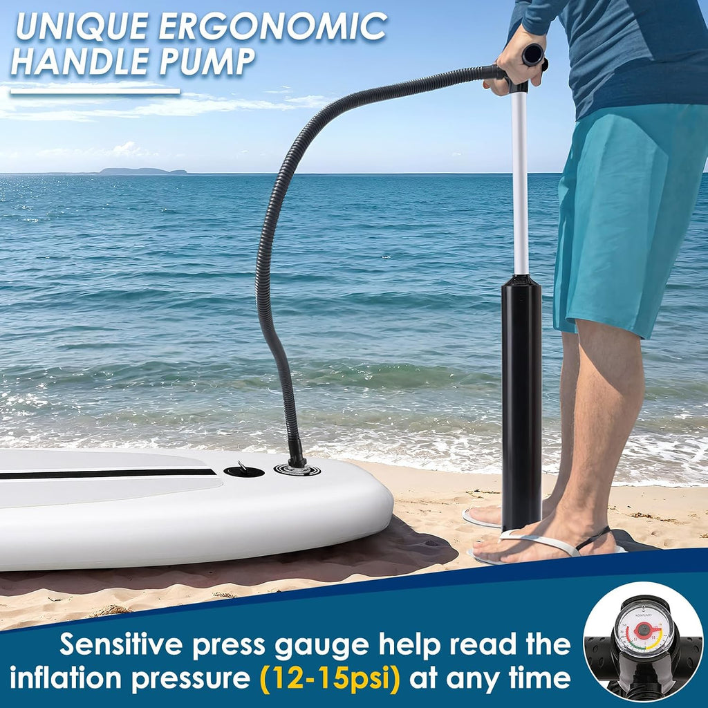 TLSUNNY 10FT Inflatable Stand Up Paddle Board, 3 Fins Paddleboard with Full SUP Accessories for All Skill Levels, Portable Two-Way Hand Pump and Carry Bag, 400LBS
