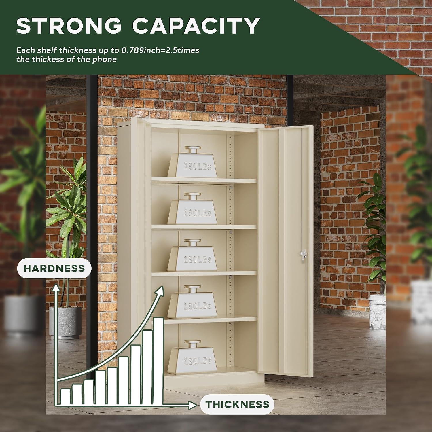 Greenvelly 72' Metal Storage Cabinet with Locking Doors and 4 Adjustable Shelves, Lockable Steel Cabinet for Home Office, Garage, Shop, School (Grey 36' W x 18' D)