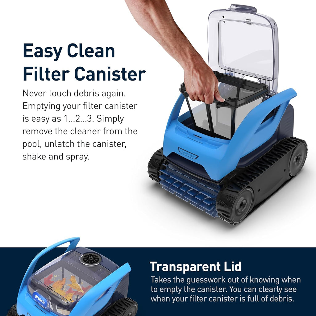 Polaris Pixel Compact Cordless Robotic Pool Cleaner for Above-Ground & In-Ground Pools up to 30ft, Long Lasting Battery, Compact & Lighweight w/Cyclonic Vacuum Technology