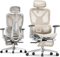 FLEXISPOT ErgoX Premium Ergonomic Office Chair with Footrest- Adjustable 3D Armrests, Dynamic Lumbar Support, Recline & Tilt Function, Mesh Seat, for Home & Office Use,Cream