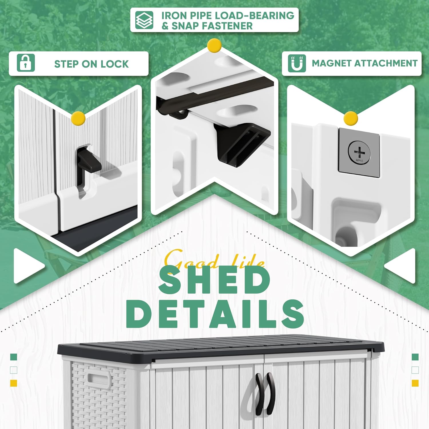 Devoko Outdoor Storage Cabinet 50 Cu Ft with Lockable Doors, Vertical Storage Shed Waterproof Patio Tools Storage Box for Sofa Cushions, Gardening Tools and Accessories (White)