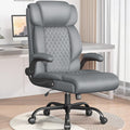 Office Chair-Executive High Back Breathable Big and Tall Office Chair Flip-up Armrests Lumbar Support-Ergonomic Leather Rolling Swivel Chair with Rock Function for Working Studying Gaming,Gray