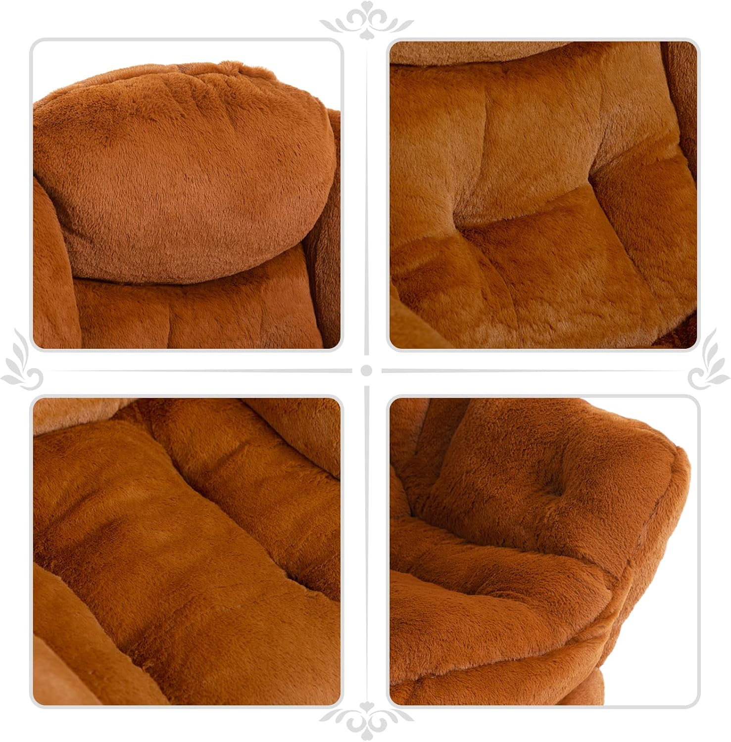 HollyHOME Lazy Chair with Foldable Ottoman, Accent Comfy Lounge Armchair and Folding Footrest Stool, Leisure Sofa Reading Chair and Footstool for Living Room, Bedroom,Faux Fur Brown