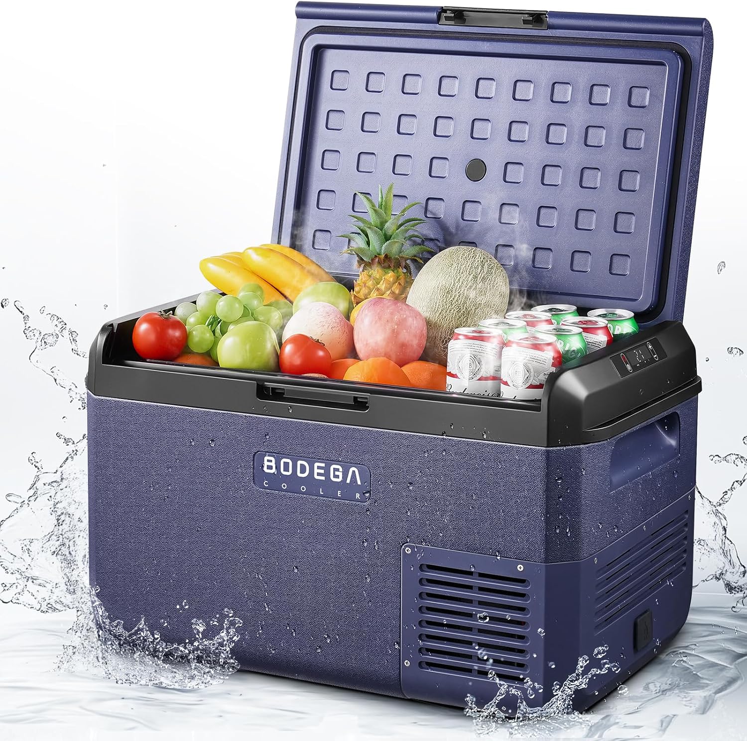 BODEGACOOLER 12 Volt Car Refrigerator, 42QT(40L) IPX4 Waterproof Electric Cooler, 31dB Ultra-Quiet Car Fridge APP Control with 12/24V DC 110-240V AC, -4℉~68℉, Portable for Truck RV Camping, Travel