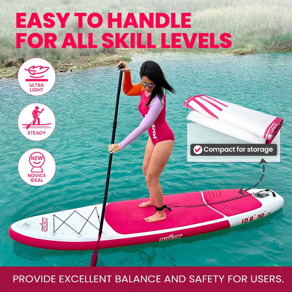 Inflatable Stand Up Paddle Board with SUP Accessories,Inflatable Paddle Boards for Adults & Youth, Anti-Slip EVA Deck,Wide Stance,Dual Action Pump,108L Backpack