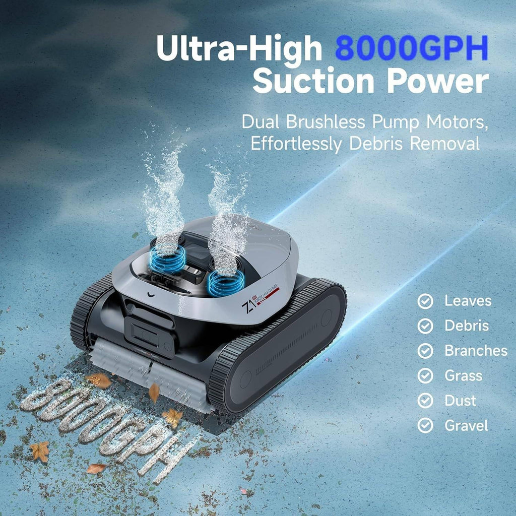 DREAME Robotic Pool Cleaner, 8000 GPH Strong Suction, 180-300 Mins Runtime, Smart Navigation Mapping, Automatic Cleaning for Wall, Waterline, Inground and Above Ground Pools