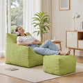 INMOZATA Bean Bag Chair, Beanbag Chair with Ottoman, Cloud Boneless Couch for Adults & Teens, Oversized Memory Foam Beanbag Set, Plush Corduroy Lounge Sofa Gift (Green)