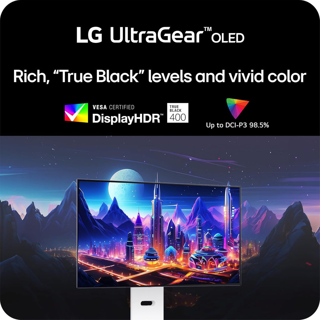 LG ‎32GS95UV 32-inch Ultragear OLED Gaming Monitor 4K UHD 1440p 240Hz 0.03ms DisplayHDR True Black 400 AMD FreeSync Premium Pro NVIDIA G-Sync HDMI 2.1 DisplayPort Tilt/Height/Swivel Stand White