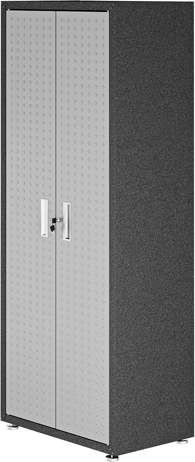Manhattan Comfort Fortress Standing Cabinet Storage, Black/Gray