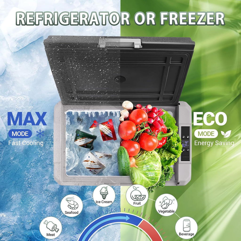 BODEGA BODEGACOOLER 12 Volt Refrigerator, APP Control 12V Car Fridge, 32 Quart Portable Freezer (-4℉ to 68℉), Compressor Electric Cooler 12/24V DC 110~240 Volt AC for Truck Van RV Camping Road Trip