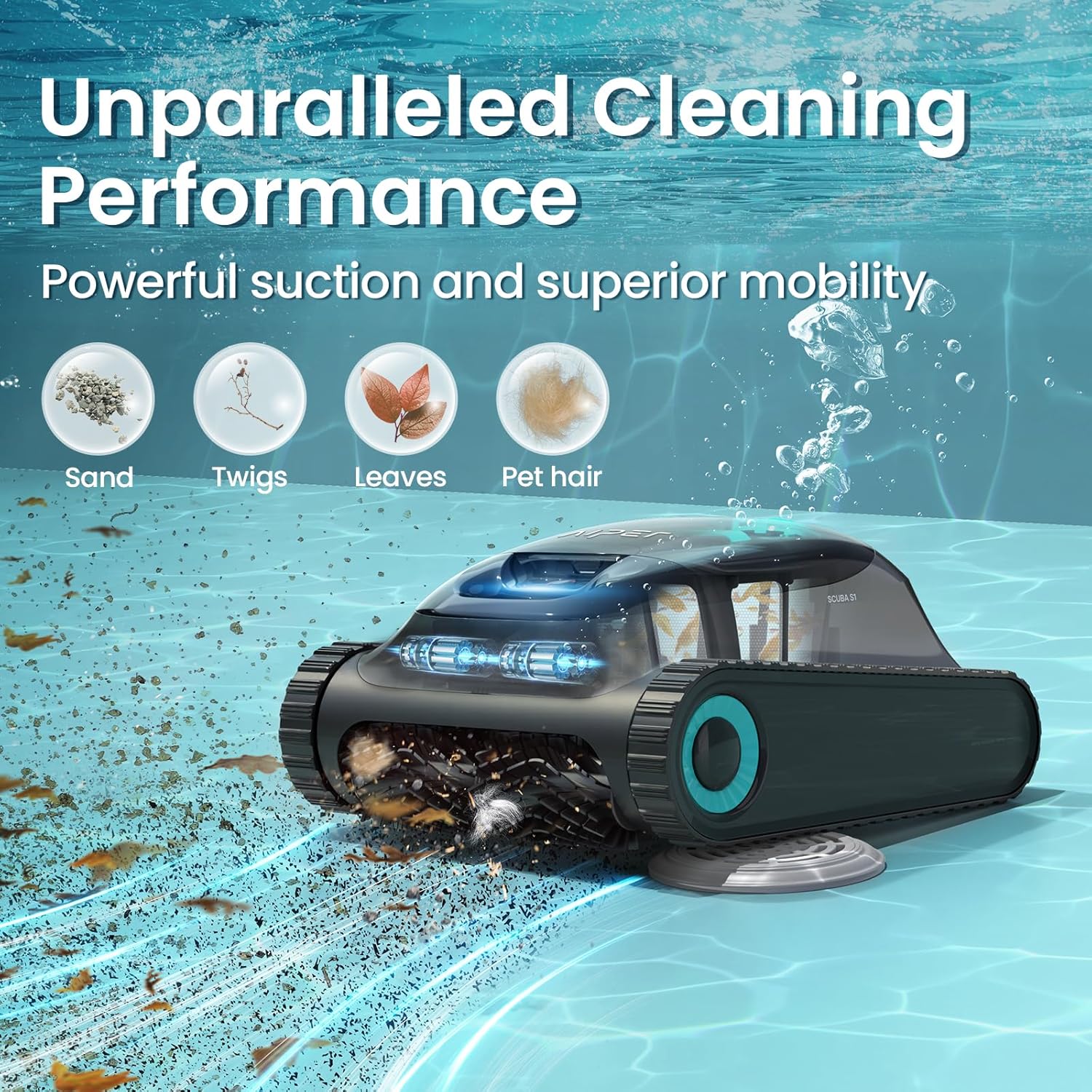 Aiper Scuba S1 2024 Cordless Pool Vacuum, Wall & Waterline Cleaning, 4 Pool Cleaning Modes, Smart Navigation with High-Precision Sensors, for All Inground & Above Ground Pools