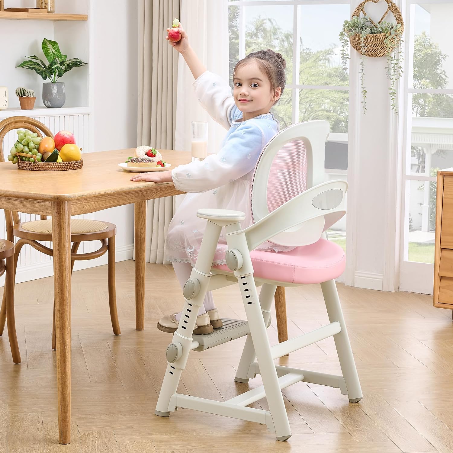 Ergonomic Kids' Study Chair, Height Adjustable Kids Desk Chair for Boys Girls,Comfortable for Teenagers Playing, Drawing, Ideal Gift for Children,Students（Pink）
