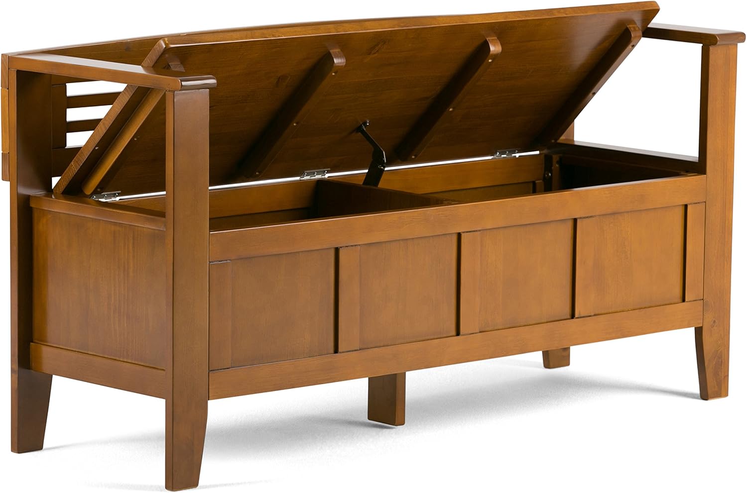 SIMPLIHOME Adams Entryway Storage Bench - 48 inch Wide Solid Wood Hallway Seat in Light Avalon Brown, Contemporary Bench for Entryway or Living Room with Lift-Up Lid and Spacious Storage