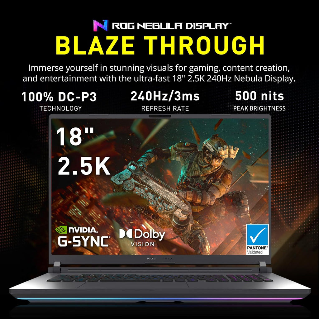 ASUS ROG Strix G18 18' 2.5K 240Hz Gaming Laptop, Intel Ultra 9 275HX, NVIDIA GeForce RTX 5060, 16GB DDR5, 2TB Storage (1TB SSD+1TB Docking Station Set), Backlit Keyboard, Wi-Fi 7, Win 11 Pro, Gray