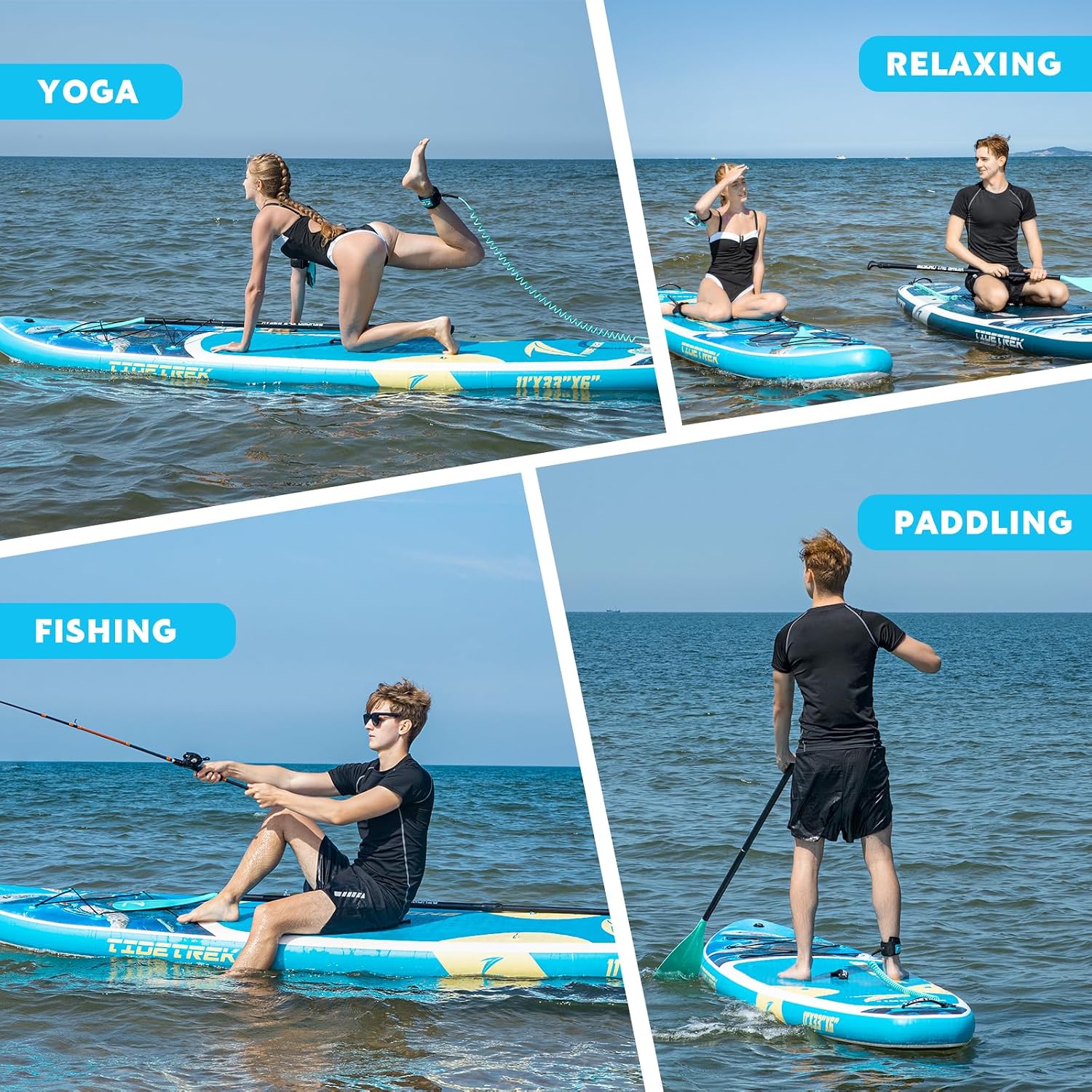 11'/11'6' x 33'/34' x 6' Inflatable SUP Paddle Board – Extra-Wide, Stable Stand Up Paddle Board with Premium Full Accessory Set for Adults & Youth