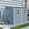 KUIKUI 8x4ft Shed with Floor Included, Outdoor Storage Plastic Resin Lean to Shed with 2 Windows and Lockable Door, Backyard Storage Sheds for Garden Tools, Bike, Grey