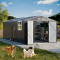 Restland 10x16 FT Metal Storage Shed Reinforced Frame Outdoor Shed with Clear Roof, Air Vent & Lockable Door Large Garden Storage Sheds for Backyard, Lawn, Patio