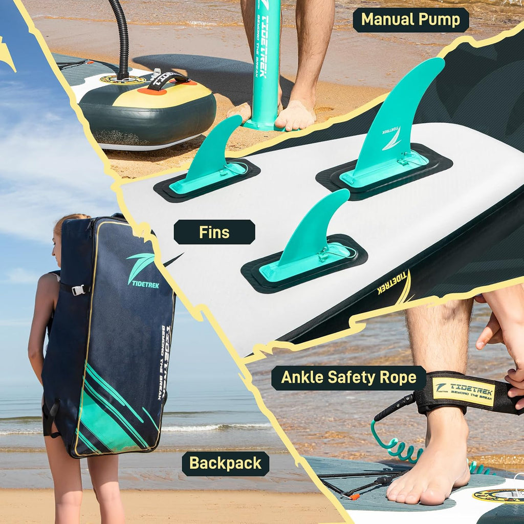 11'6' Inflatable Stand Up Paddle Boards, Premium SUP Accessories, Non-Slip Comfort Deck for Youth & Adults