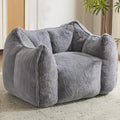 Giant Bean Bag Chair, Comfy Large Bean Bag Chairs for Adults and Kids, Fluffy Faux Rabbit Fur Floor Sofa for Living Room Bedroom Apartment, Grey