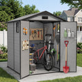 WUKHG 6X6 FT Resin Shed, Plastic Shed with Floor & Drainage Channel for Bikes, Furniture, Gardening Tools, Lockable Double Door Outdoor Storage Sheds Suitable for Backyard, Patio, Lawn