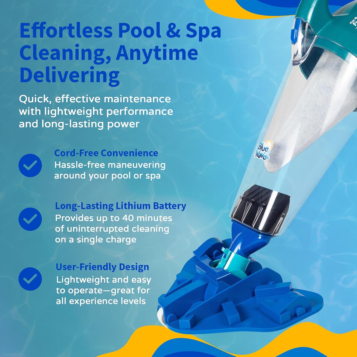 Pool Blaster Fusion PV-10 Hand-Held Lithium Cleaner, Blue