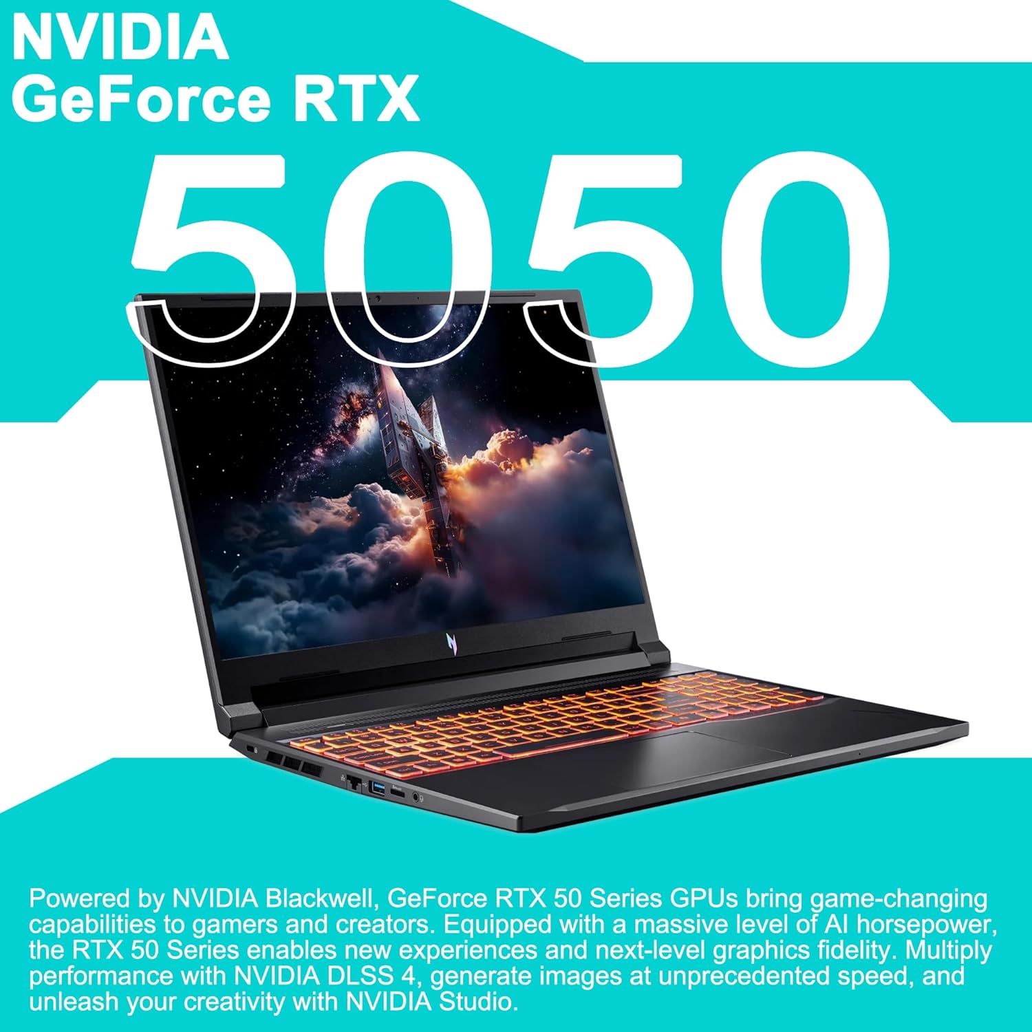 acer Nitro V 16 AI Gaming Laptop 16' WUXGA IPS 180Hz AMD Zen 4 6-core Ryzen 5 240 64GB DDR5 4TB SSD GeForce RTX 5050 (Up to 421 AI Tops) Backlit Win11Pro w/ICP Hub