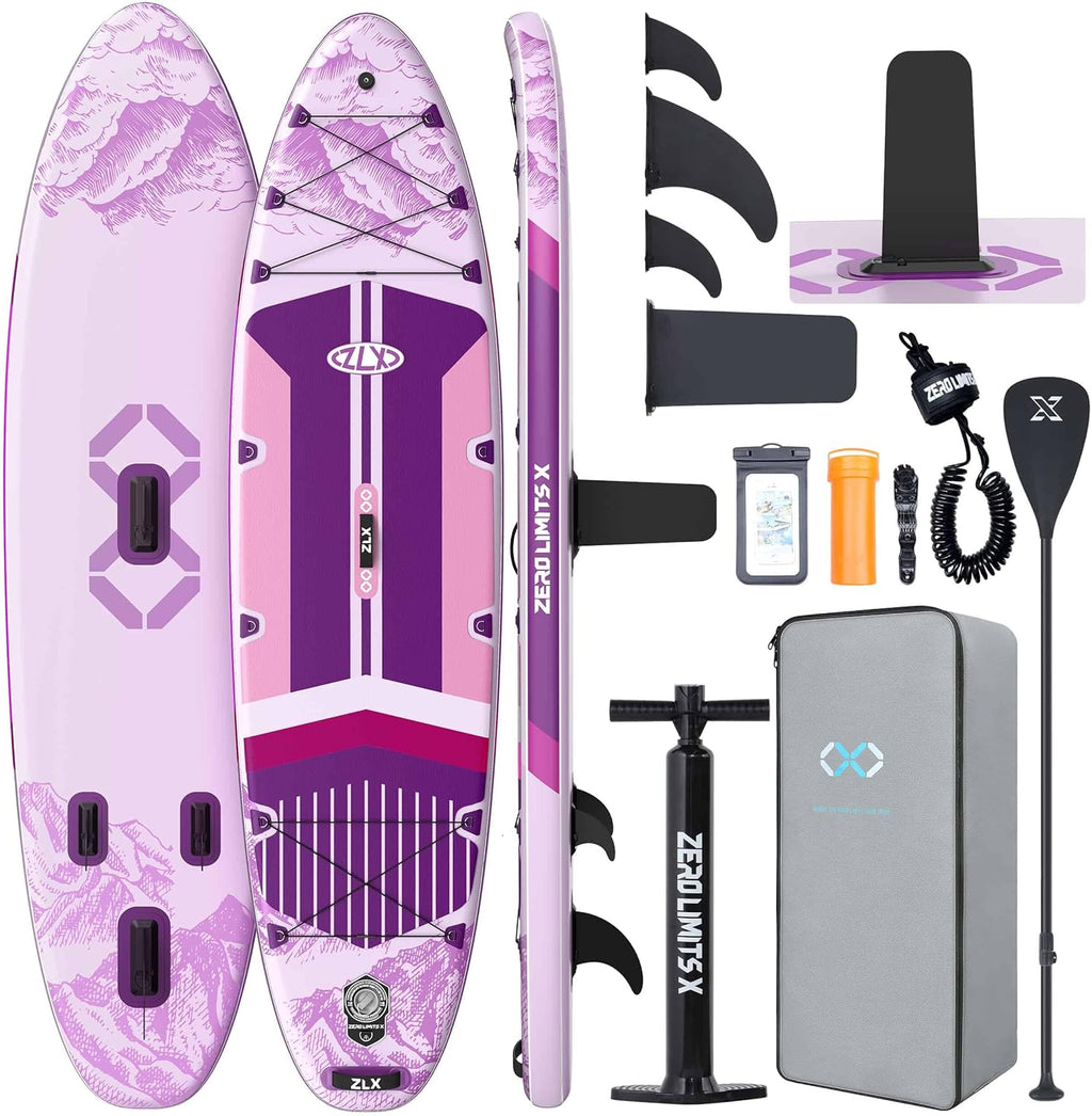 ZLX 11'6'x35' Ultra Wide Inflatable Stand Up Paddle Board | Stable Non-Slip Deck Pad, Unique Fin System, Premium SUP Accessories & Backpack - Upgraded Pump for Adults, All Skill Levels