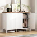 Vlsrka Shoe Cabinet with 3 Doors, Narrow Wooden Shoe Cabinet, Hidden Shoe Storage for Entryway, Foyer, Hallway (White B)
